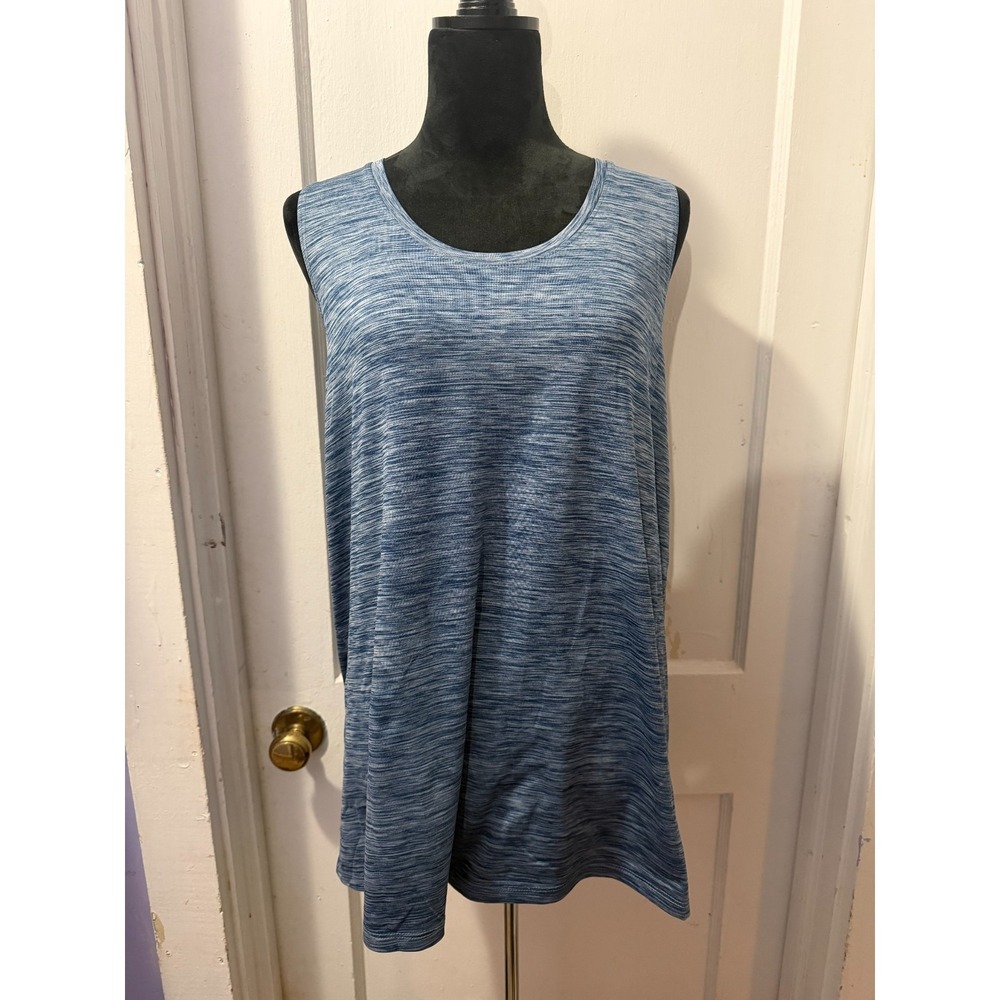 Athletic Works Blue Heathered Tank Top in 2X